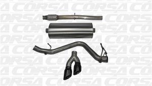 GMC Sierra 1500 Performance Exhaust - Single Side - CORSA Performance - Cat Back, Sport, Single Side Exit, Twin 4.0in Black PVD Pro-Series Tips - Black - `14-`19